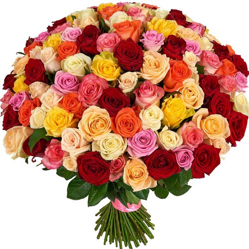 Букет из 101-ой разноцветной розы с доставкой по Казани